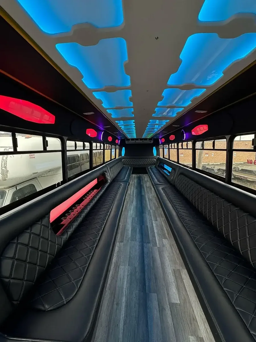 Stretch limo interior for Chicago nightlife and events