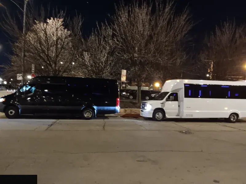 Limo bus exterior Chicago