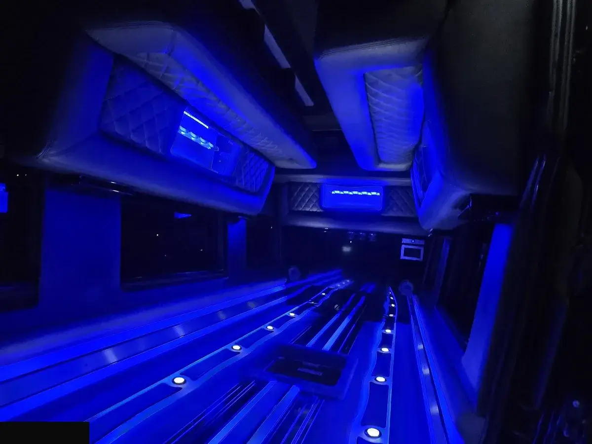 Full-length limo bus side profile